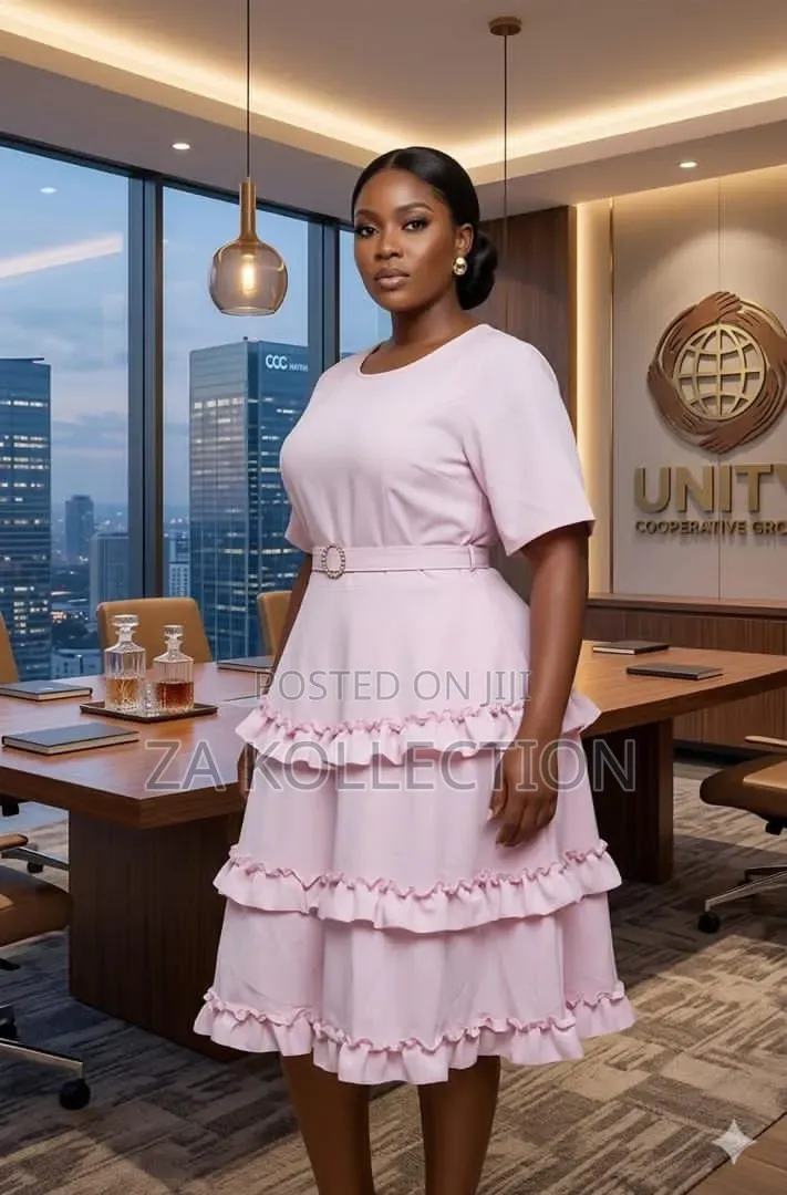 Ladies Flare Office Dress With Belt