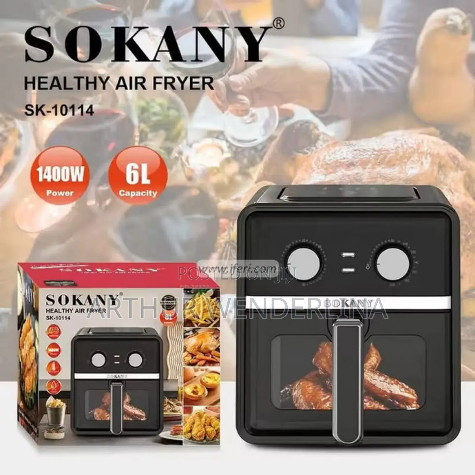 1400w Sokany 6l Air Fryer Sk-10114