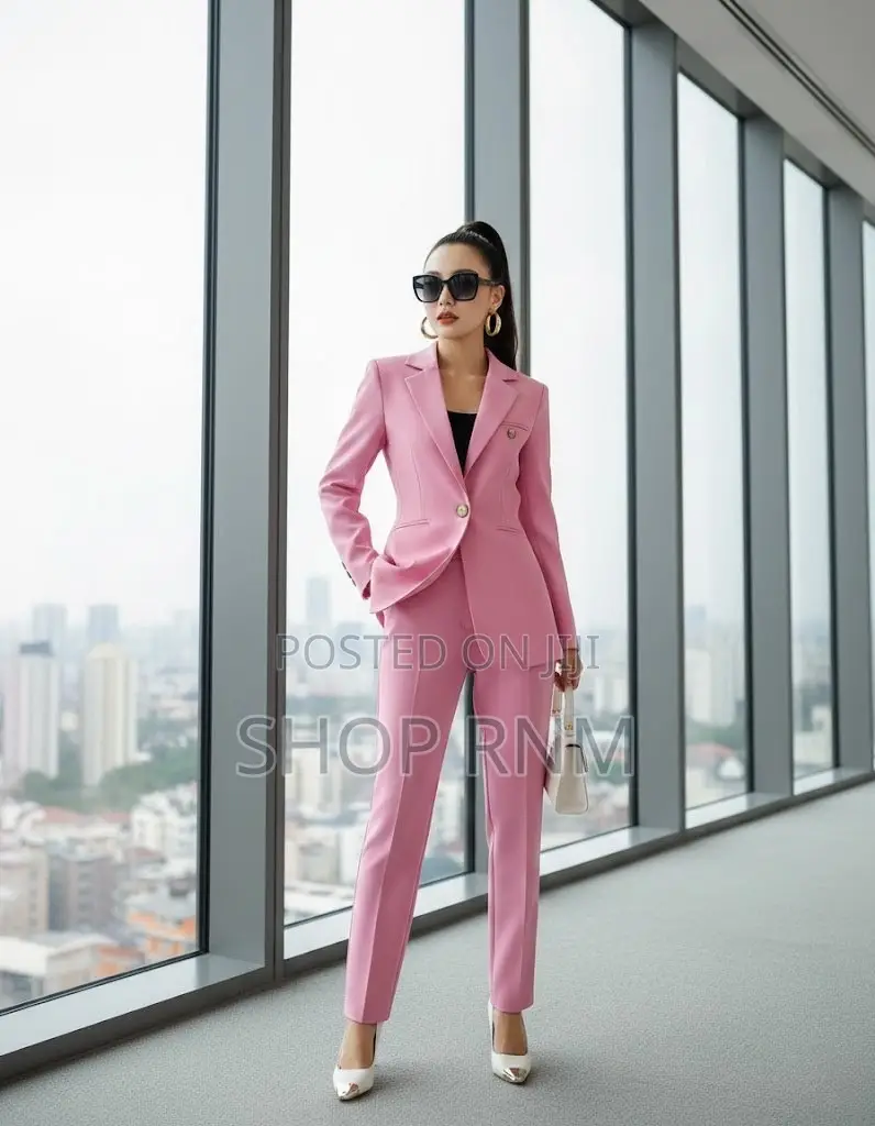 Ladies Pink Trouser Suit Set