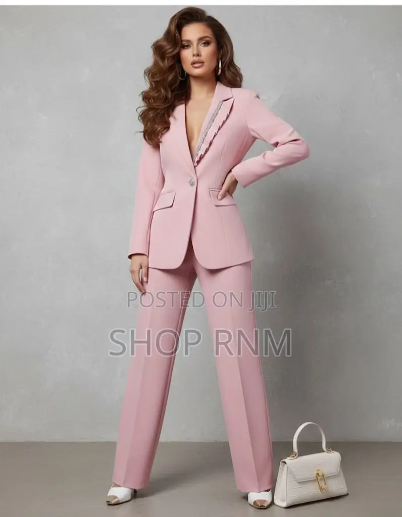 Ladies Pink Trouser Suit Set