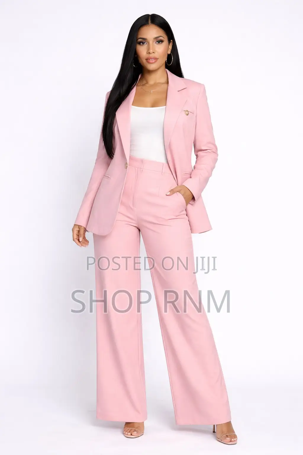 Ladies Pink Trouser Suit Set