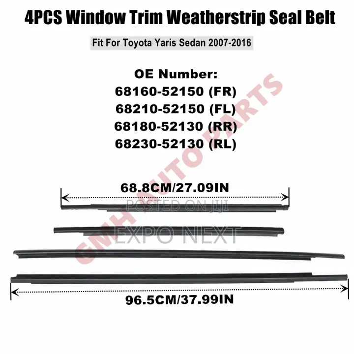 Toyota Yaris Sedan 2007-2016 Window Moulding Trim Weatherstrip Chrome