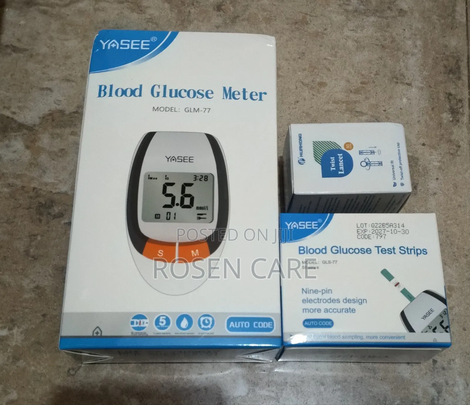 Yasee GLM 77 Quality Glucometer Glucose Meter Monitor With 50 Strips