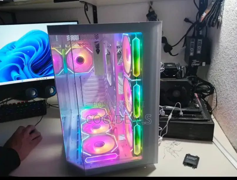 Acrylic Plexiglass Stylish Gaming PC Case 7 ARGB Fan + Remote