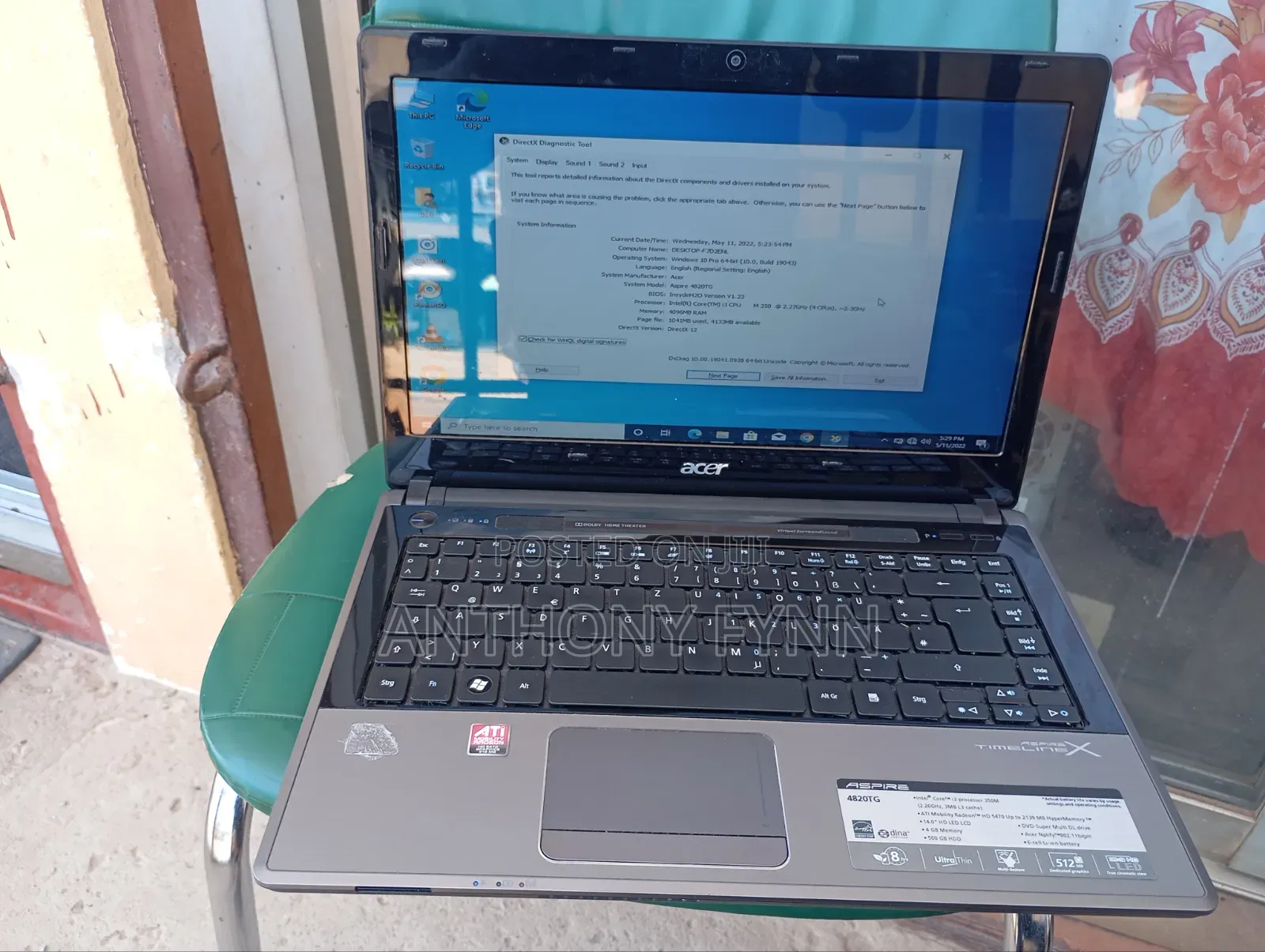 Laptop Acer Aspire 4820TG 4GB Intel Core i3 HDD 500GB