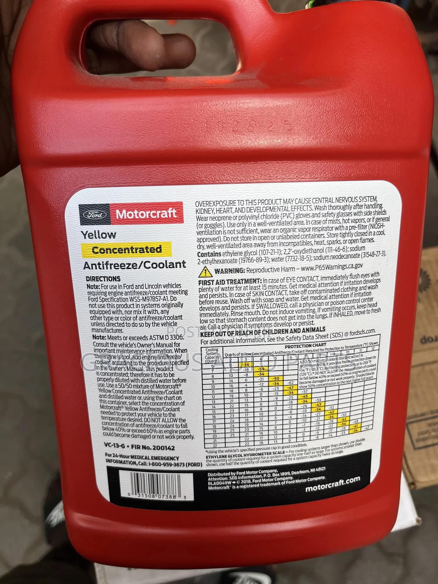 Yellow Concentrated Antifreeze/Coolant