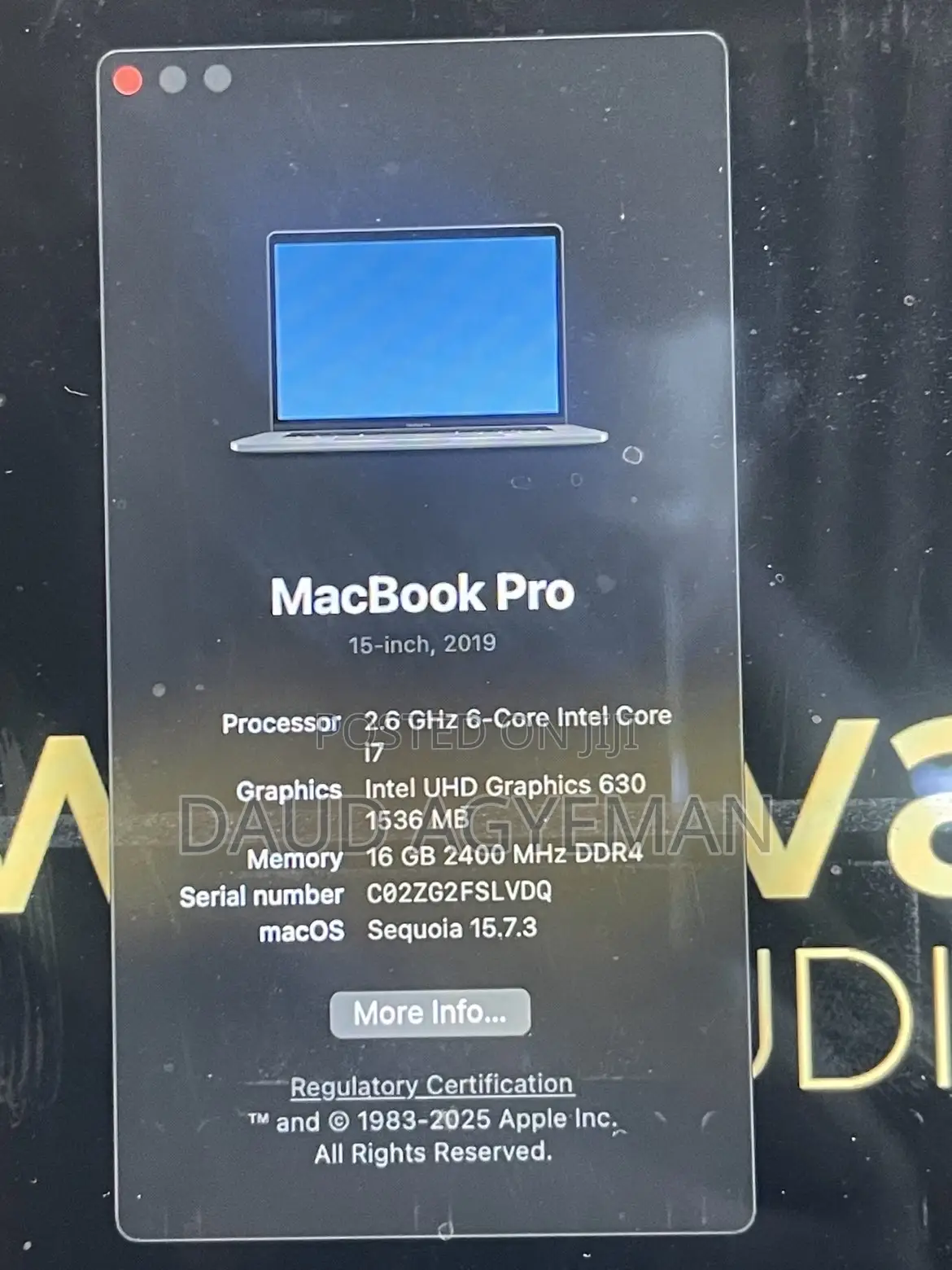 Laptop Apple MacBook Pro 2019 16GB Intel Core i7 SSD 512GB
