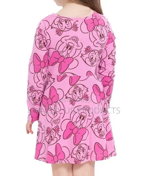 Minnie Mouse Girls Long Sleeve Print Dress- 4 to 5 Years