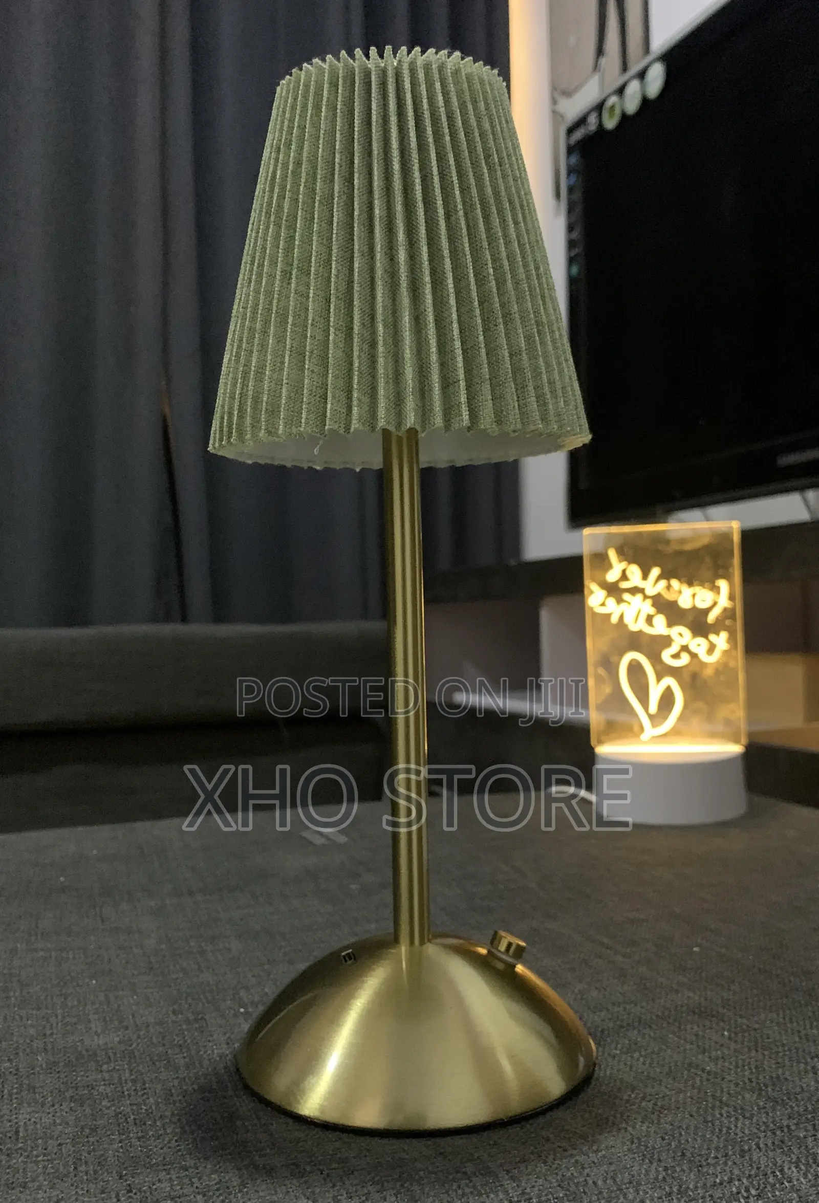 Modern Pleated Fabric Table Lamp Dimmable 3-Color Mode Gold Metal Base
