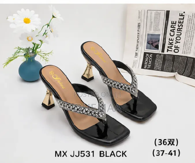 Women’S Rhinestone Heeled Slippers