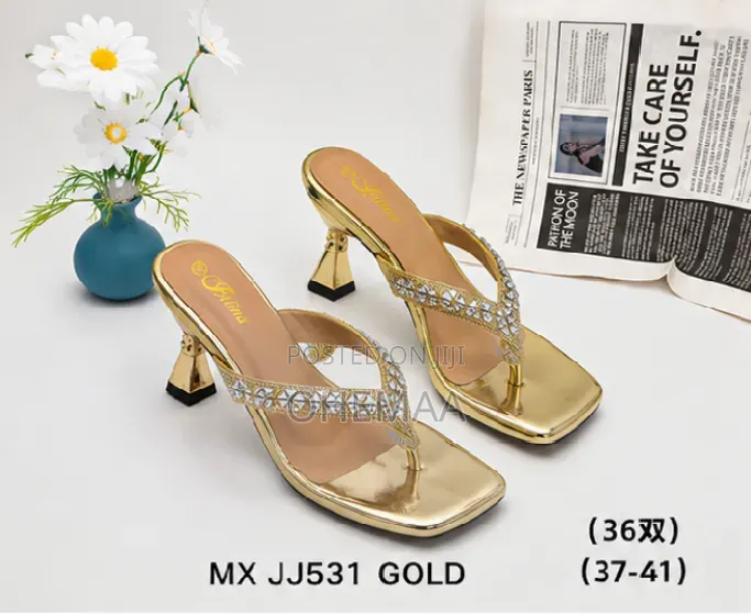 Women’S Rhinestone Heeled Slippers