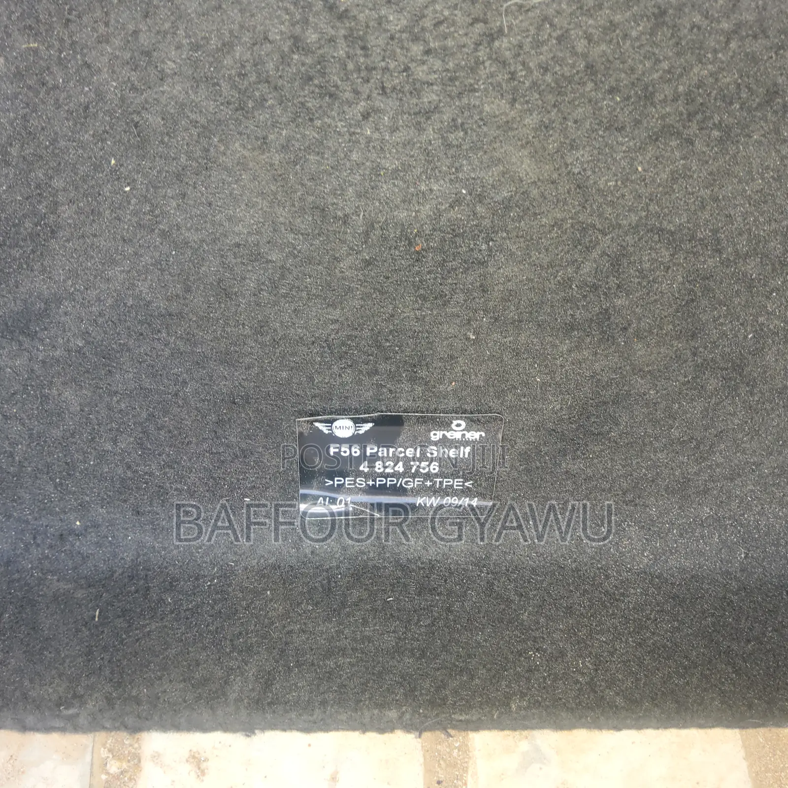 Mini Cooper F55 F56(14-20) Boot Shelf Cover