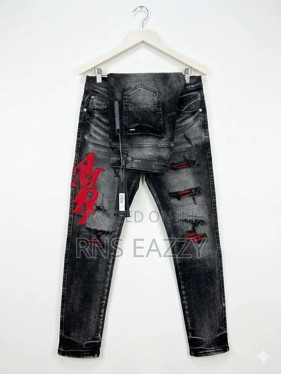 Amiri Skinny Jeans With Multi Patchwork- Streetwear Unisex