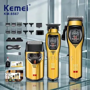 Kemei Professional Gold Rechargeable Barbering Machine Set