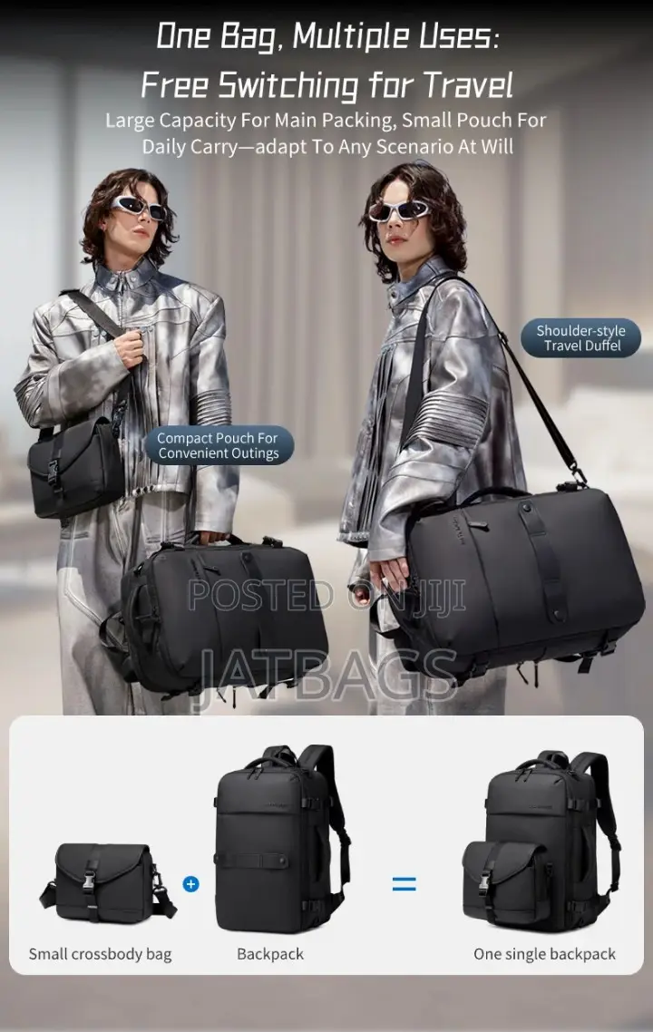 Expandable Backpack Plus Detachable Crossbody Bag (Free Delivery)