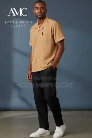 Men's Two Piece Set, Short Sleeve Casual Shirt Matching Trousers