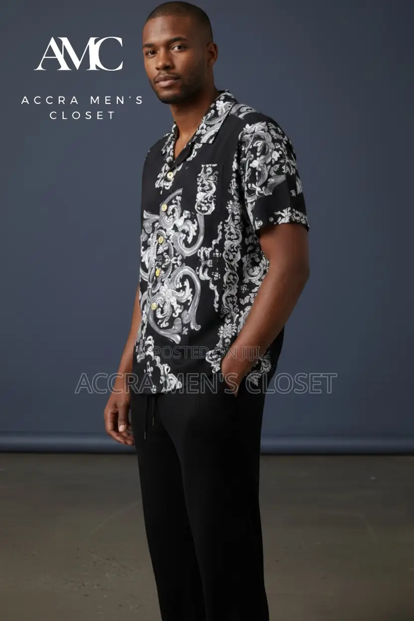 Men's Two Piece Set, Short Sleeve Casual Shirt Matching Trousers