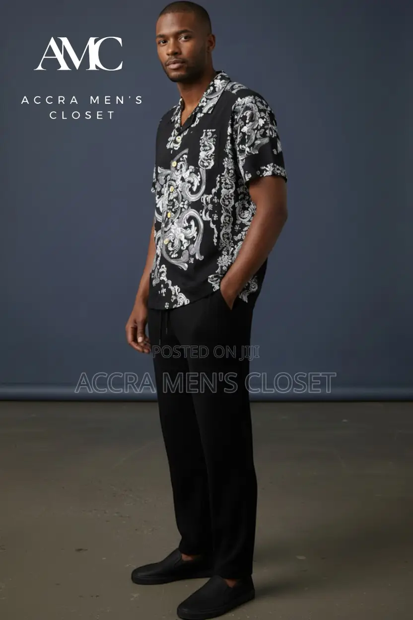 Men's Two Piece Set, Short Sleeve Casual Shirt Matching Trousers
