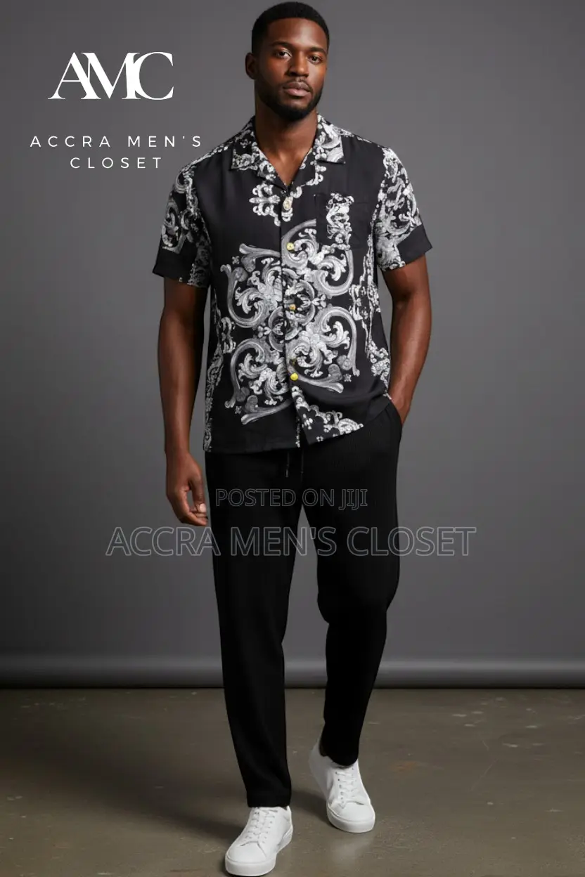 Men's Two Piece Set, Short Sleeve Casual Shirt Matching Trousers