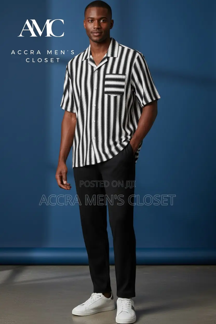 Men's Two Piece Set, Short Sleeve Casual Shirt Matching Trousers
