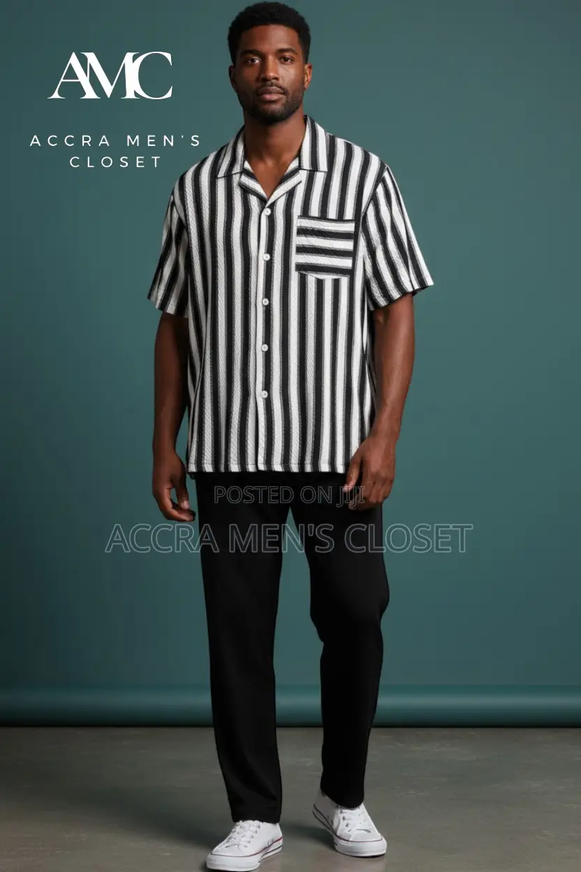 Men's Two Piece Set, Short Sleeve Casual Shirt Matching Trousers