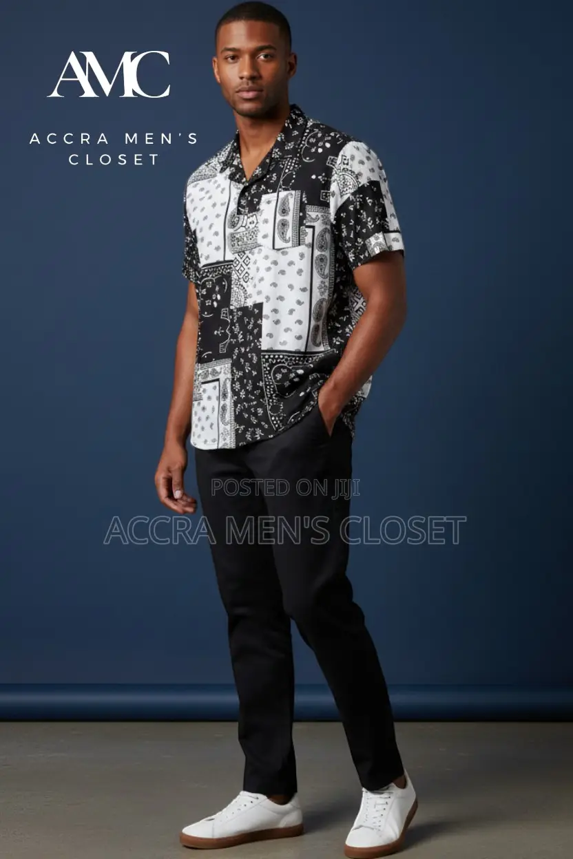Men's Two Piece Set, Short Sleeve Casual Shirt Matching Trousers