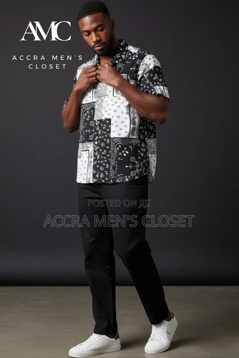 Men's Two Piece Set, Short Sleeve Casual Shirt Matching Trousers