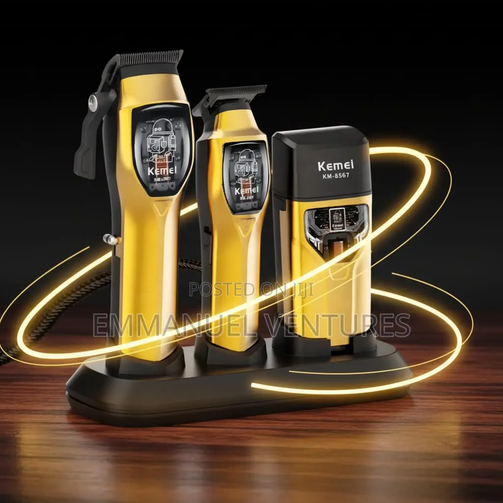 Kemei Professional Gold Rechargeable Barbering Machine Set