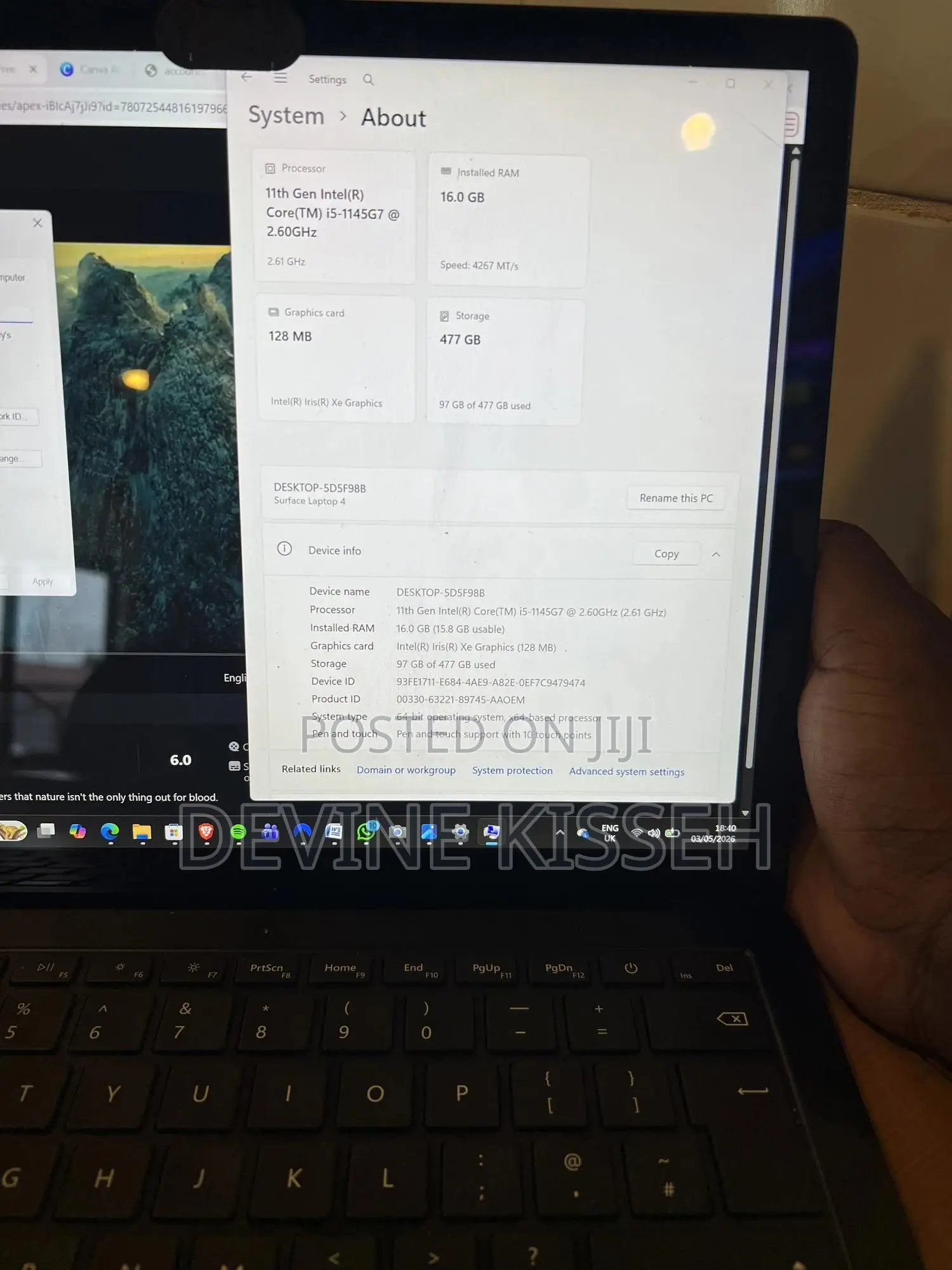 Laptop Microsoft Surface Laptop 4 16GB Intel Core i5 SSD 512GB