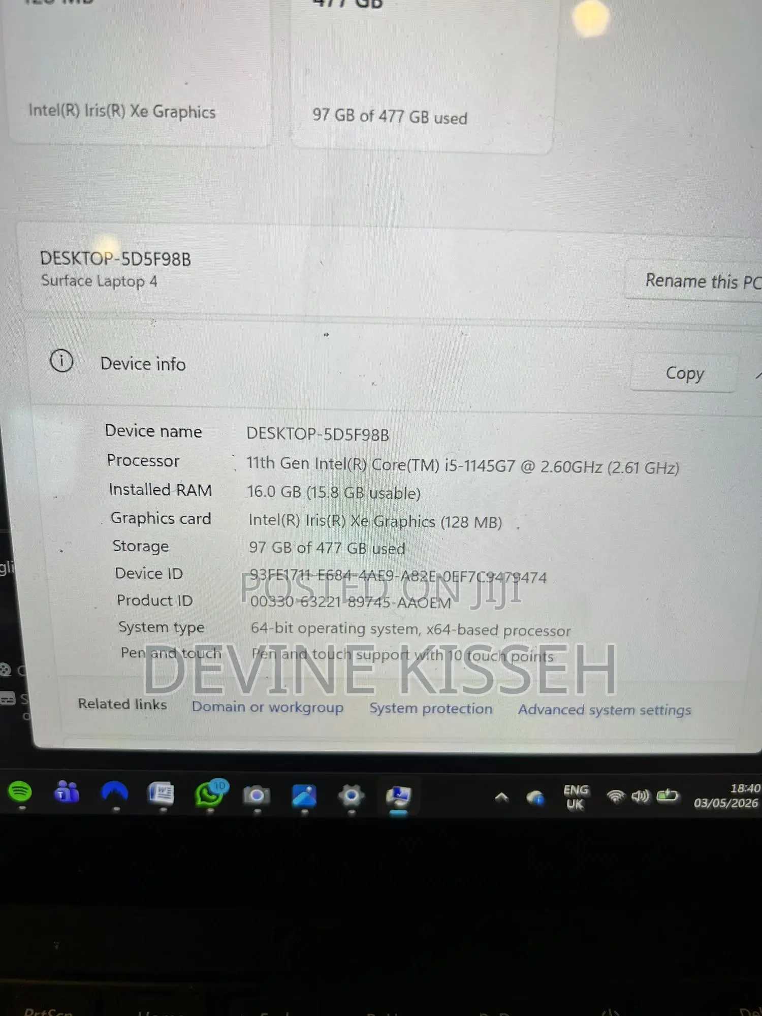 Laptop Microsoft Surface Laptop 4 16GB Intel Core i5 SSD 512GB