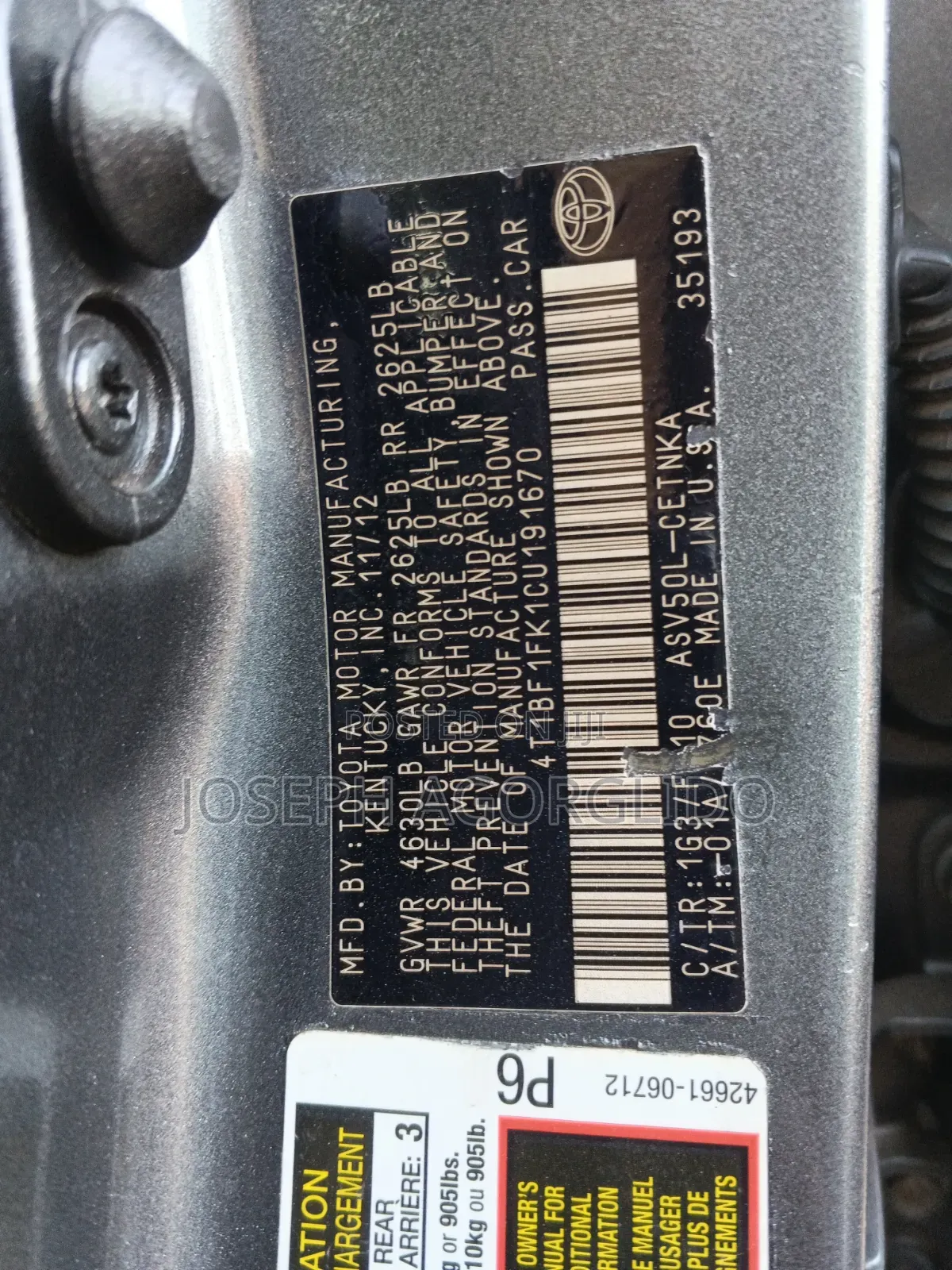 Toyota Camry LE 4dr Sedan (2.5L 4cyl 6A) 2012 Gray
