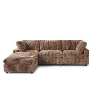 Sofa (Oversized)Sectional Sofa With Ottoman(Brown)