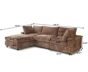 Sofa (Oversized)Sectional Sofa With Ottoman(Brown)