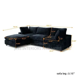 Sofa With Ottoman(Oversized) Black
