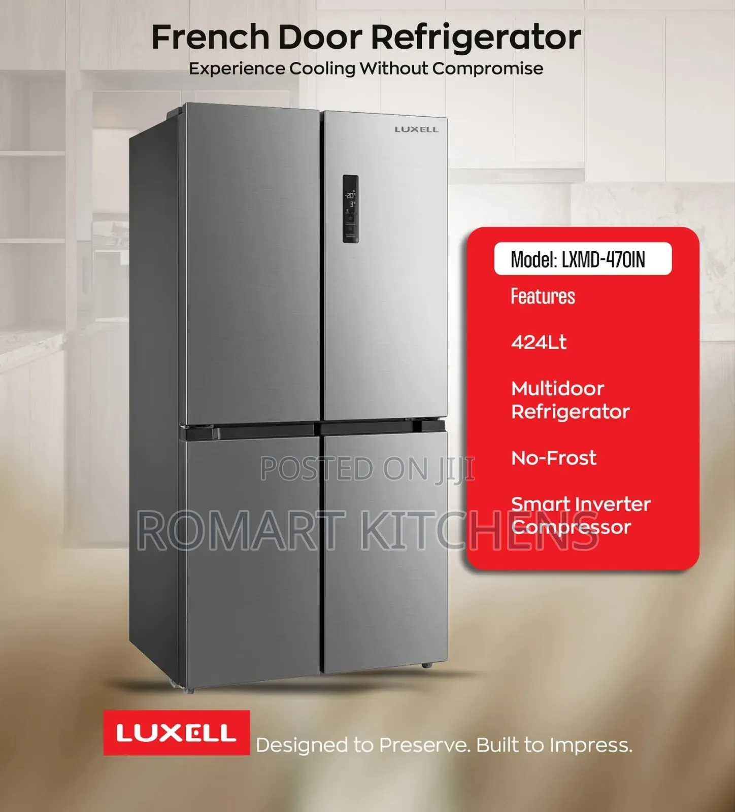 Top Quality 424lts Luxell Turkish French Door Refrigerator