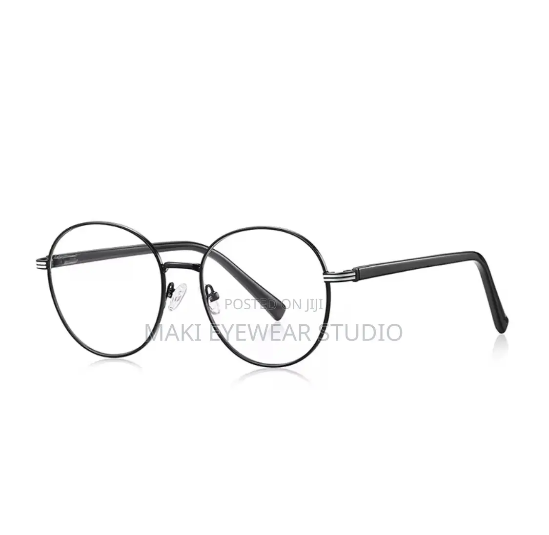 Round Full-Rim Metal Frames Spring Leg Unisex Computer Eyeglasses