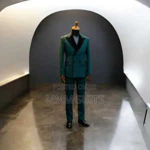 Classic 2-Piece Embroidered Double-Breasted Tuxedo Men's Suit in Green