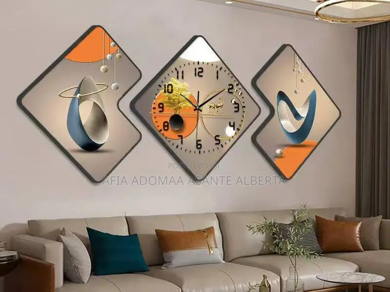 Luxurious Design Wall Decorative Painting With Clock
