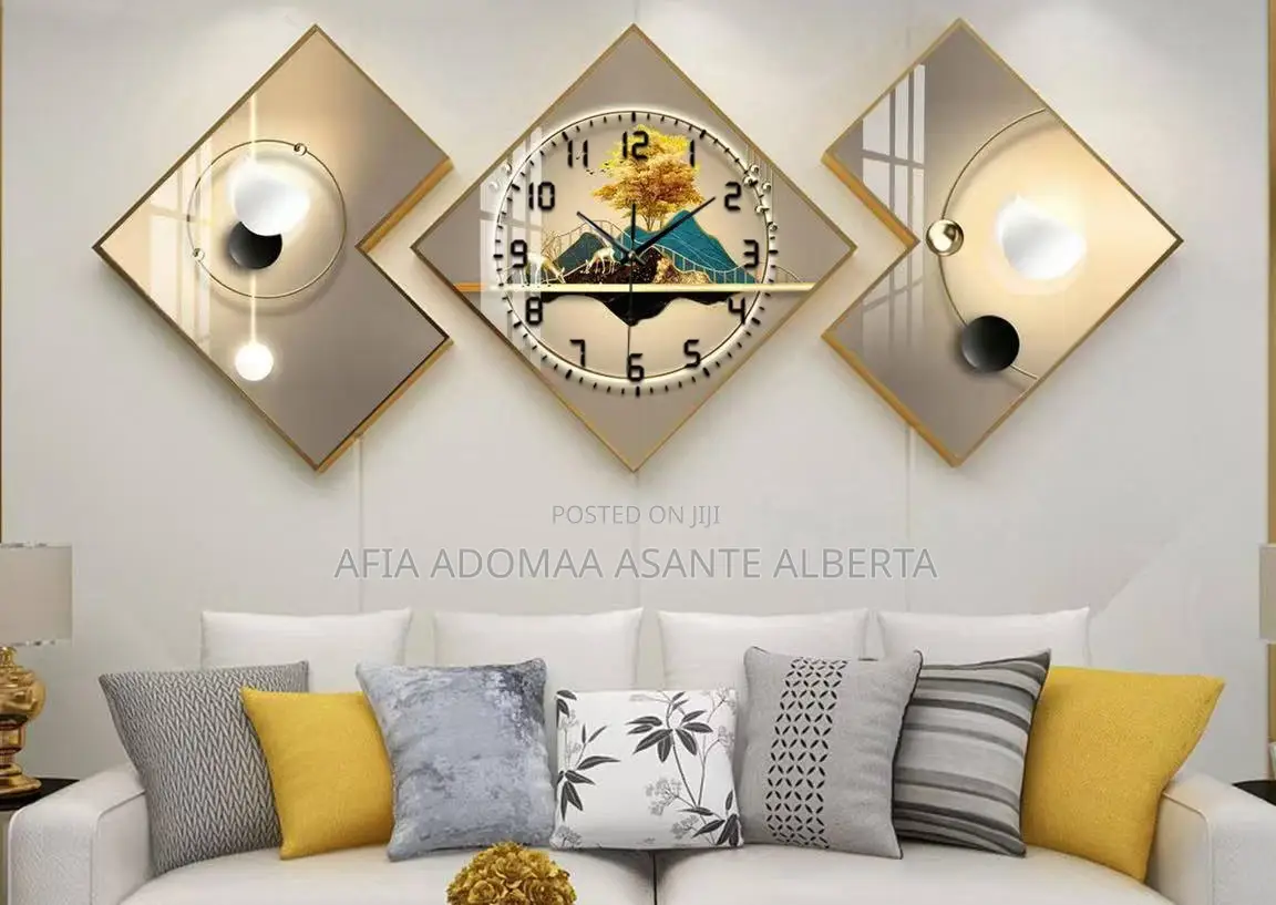 Luxurious Design Wall Decorative Painting With Clock