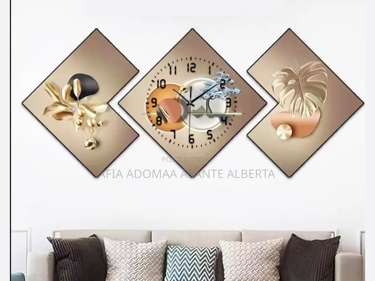 Luxurious Design Wall Decorative Painting With Clock