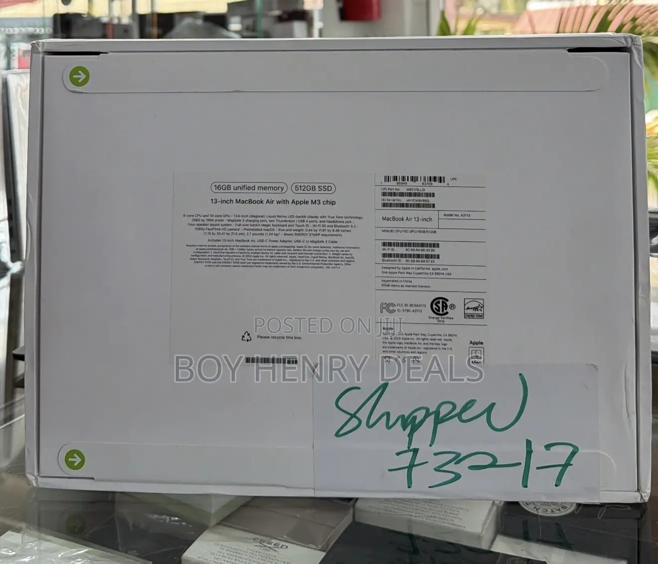 New Laptop Apple MacBook Air 2024 M3 13-inch 16GB Apple M3 SSD 512GB