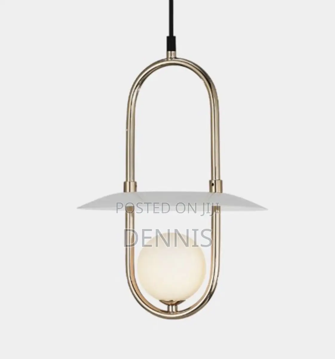 A Modern Brass And White Pendant Light