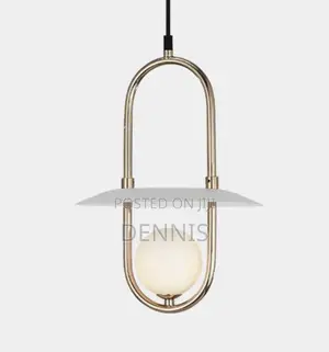 A Modern Brass And White Pendant Light