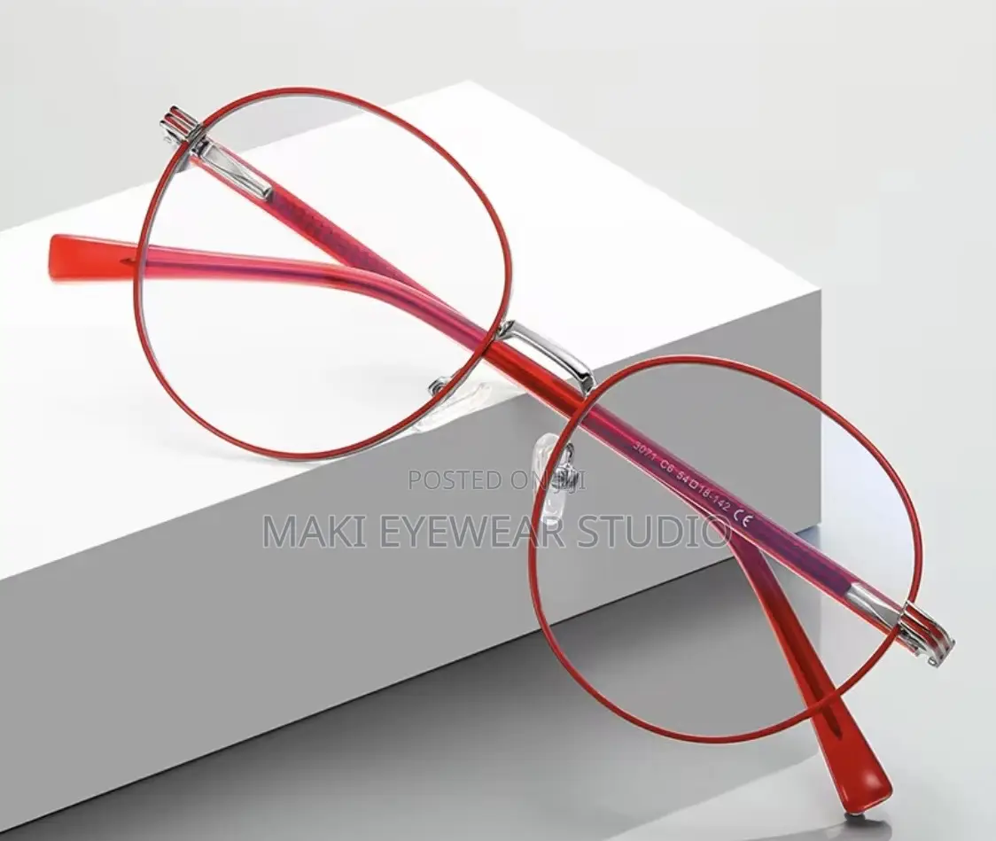 Round Full-Rim Metal Frames Spring Leg Unisex Computer Eyeglasses
