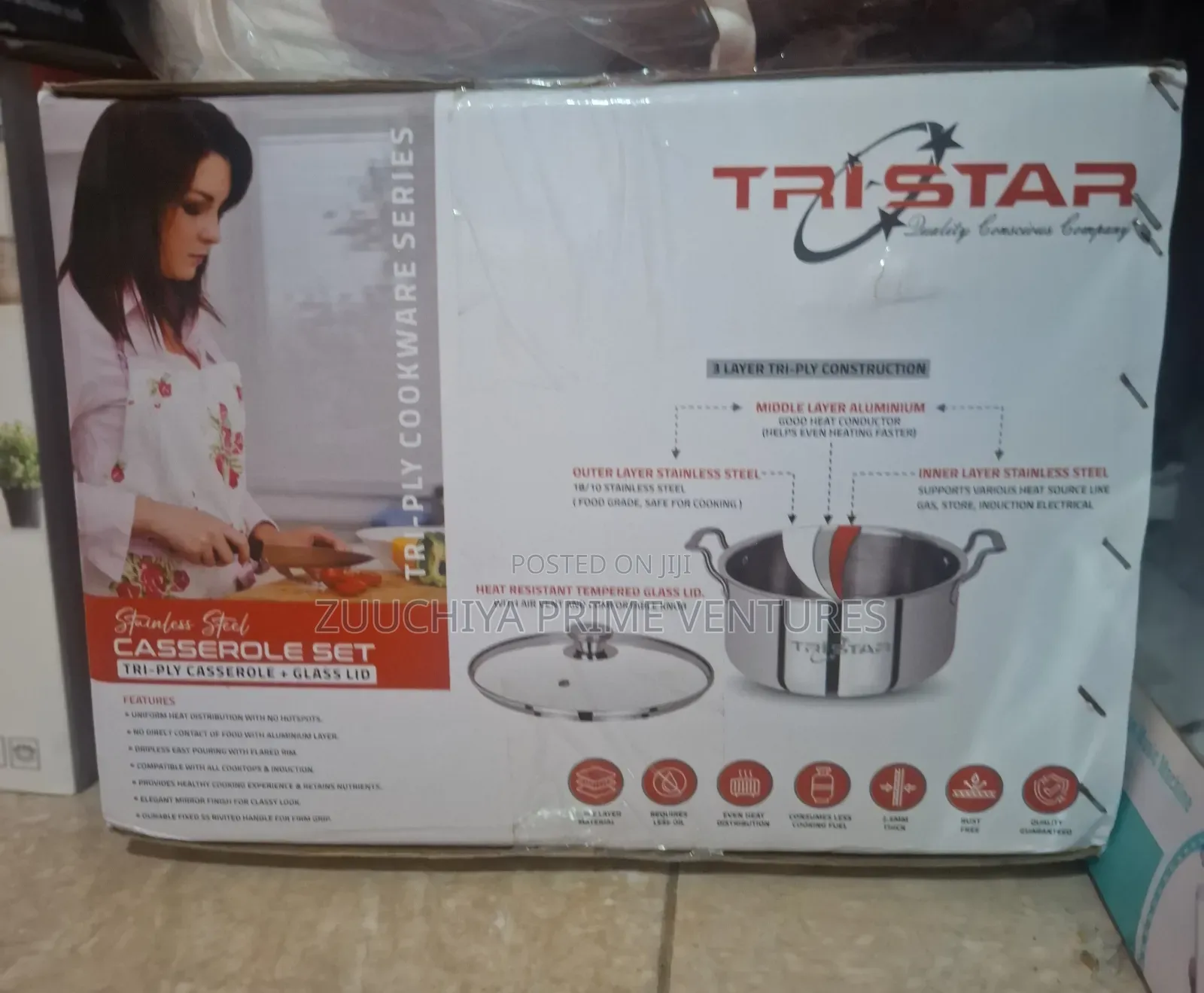 10pcs Tristar Tri-Ply Stainless Steel Casserole Cookware Set Uk