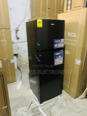 Black New Nasco Double Door Top Freezer Nasf2-45 Fridge