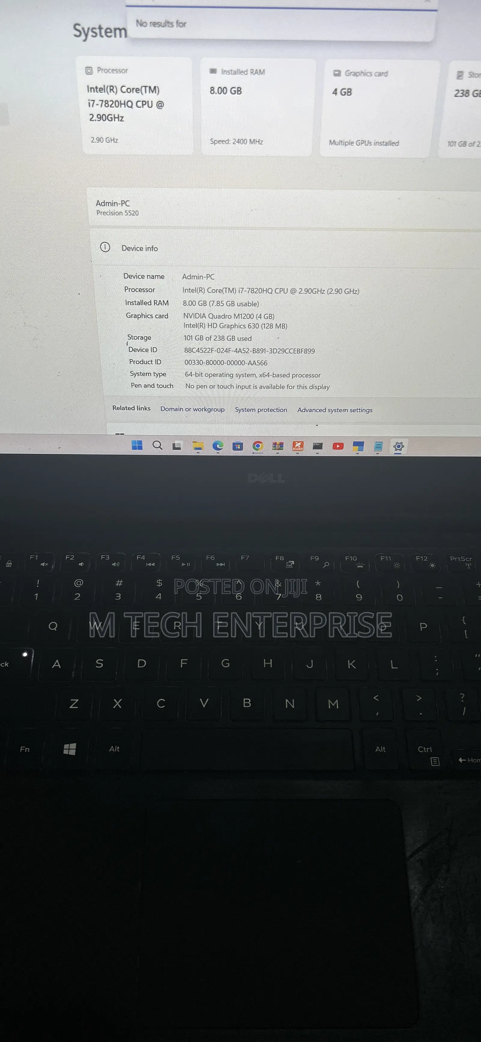 Laptop Dell Precision 15 5520 8GB Intel Core i7 SSD 256GB