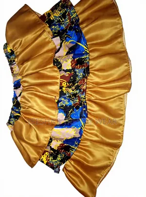 Ankara Gold Ruffle Mini Skirt