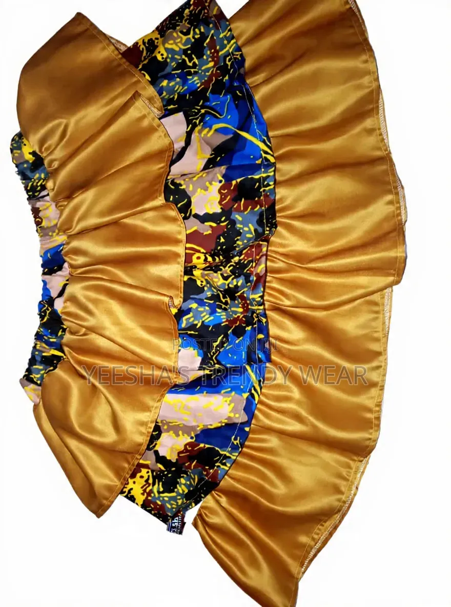 Ankara Gold Ruffle Mini Skirt