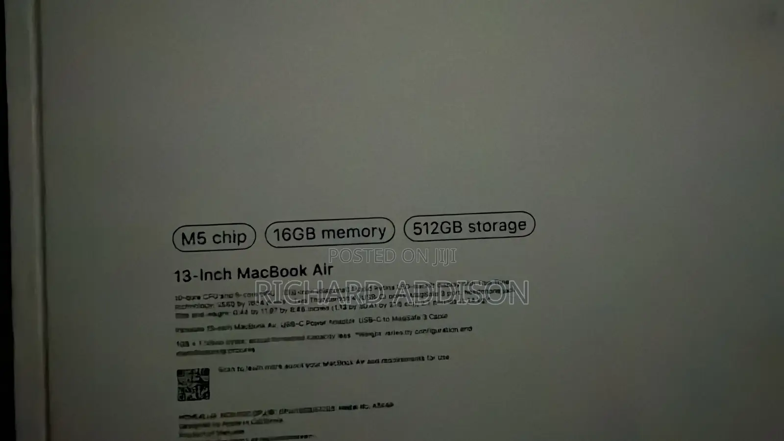 New Laptop Apple MacBook Air 16GB Apple M5 SSD 512GB